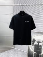 Arc'teryx T-Shirt Brushstroke Logo Print Crew Neck Black White - Image 2