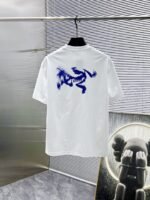 Arc'teryx T-Shirt Brushstroke Logo Print Crew Neck Black White - Image 7