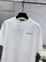 Arc'teryx T-Shirt Brushstroke Logo Print Crew Neck Black White - Image 6
