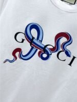 Gucci T-Shirt Snake Logo Print Crew Neck Short Sleeve Black White - Image 5