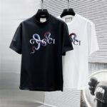 Gucci T-Shirt Snake Logo Print Crew Neck Short Sleeve Black White