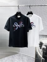 Gucci T-Shirt Snake Logo Print Crew Neck Short Sleeve Black White