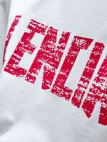 Balenciaga T-Shirt Distressed Logo Print Crew Neck Black White - Image 5