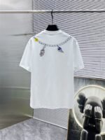 Louis Vuitton T-Shirt Charm Necklace Print Crew Neck Black White - Image 8