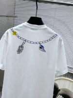 Louis Vuitton T-Shirt Charm Necklace Print Crew Neck Black White - Image 5