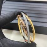 Cartier Trinity 3-Band Tri-Color Gold Diamond-Paved Bracelet