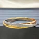 Cartier Trinity 3-Band Tri-Color Gold Diamond-Paved Bracelet - Image 2