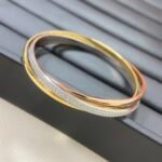 Cartier Trinity 3-Band Tri-Color Gold Diamond-Paved Bracelet - Image 4