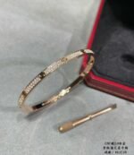 Cartier LOVE Narrow Full Diamond Paved Bracelet (3 Colors) - Image 2