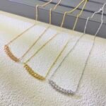 Cartier Style Diamond Smile Bar Necklace (3 Colors) - Image 2