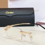 Cartier Panthère Rimless Frame Optical Glasses Gold Silver - Image 6
