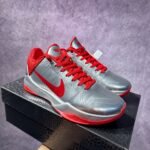 Nike Kobe 5 Protro Silver Red Metallic Basketball Performance Sneakers
