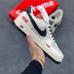 Nike Air Force 1 Supreme Co-Branded Cream Black Casual Low Top Sneakers
