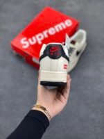 Nike Air Force 1 Supreme Co-Branded Cream Black Casual Low Top Sneakers - Image 8