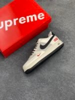Nike Air Force 1 Supreme Co-Branded Cream Black Casual Low Top Sneakers - Image 5