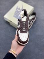 Nike Air Force 1 PMO Daisy Brown White Casual Low Top Sneakers - Image 2