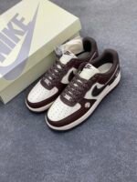 Nike Air Force 1 PMO Daisy Brown White Casual Low Top Sneakers - Image 4