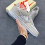 Nike Air Force 1 Stussy Beige Silver Glitter Low Top Casual Sneakers