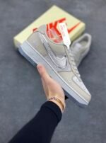 Nike Air Force 1 Stussy Beige Silver Glitter Low Top Casual Sneakers