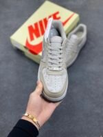 Nike Air Force 1 Stussy Beige Silver Glitter Low Top Casual Sneakers - Image 2