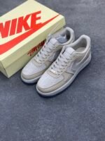 Nike Air Force 1 Stussy Beige Silver Glitter Low Top Casual Sneakers - Image 4