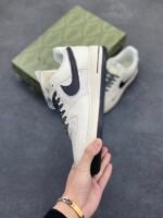 Nike AF1 Vintage Cream Black Glitter Swoosh Limited Edition Sneakers - Image 9