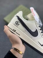 Nike AF1 Vintage Cream Black Glitter Swoosh Limited Edition Sneakers - Image 6