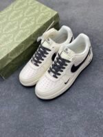 Nike AF1 Vintage Cream Black Glitter Swoosh Limited Edition Sneakers - Image 4