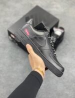 Nike Air Force 1 Supreme Triple Black Low Top Casual Sneakers