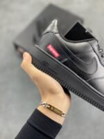 Nike Air Force 1 Supreme Triple Black Low Top Casual Sneakers - Image 6