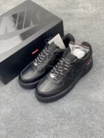 Nike Air Force 1 Supreme Triple Black Low Top Casual Sneakers - Image 4