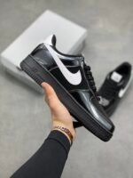 Nike AF1 Shiny Black White Minimal All-Match Street Sneakers