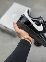 Nike AF1 Shiny Black White Minimal All-Match Street Sneakers - Image 6
