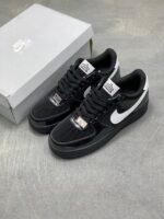Nike AF1 Shiny Black White Minimal All-Match Street Sneakers - Image 4