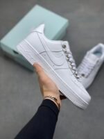 Nike AF1 White Lychee Leather Luxury Daily Street Sneakers