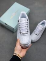 Nike AF1 White Lychee Leather Luxury Daily Street Sneakers - Image 2