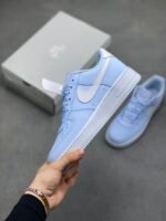 Nike Air Force 1 Baby Blue White Satin Lace Low Top Casual Sneakers - Image 8