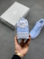 Nike Air Force 1 Baby Blue White Satin Lace Low Top Casual Sneakers - Image 7