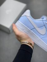 Nike Air Force 1 Baby Blue White Satin Lace Low Top Casual Sneakers - Image 5