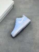 Nike Air Force 1 Baby Blue White Satin Lace Low Top Casual Sneakers - Image 4