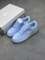 Nike Air Force 1 Baby Blue White Satin Lace Low Top Casual Sneakers - Image 3