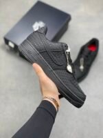 Nike Air Force 1 All Black Heart Pattern Love Pendant Low Top Sneakers - Image 2