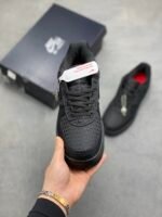 Nike Air Force 1 All Black Heart Pattern Love Pendant Low Top Sneakers - Image 9