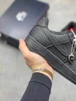 Nike Air Force 1 All Black Heart Pattern Love Pendant Low Top Sneakers - Image 5