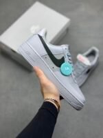 Nike Air Force 1 Smoke Gray Black Swoosh Low Top Casual Sneakers