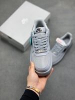Nike Air Force 1 Smoke Gray Black Swoosh Low Top Casual Sneakers - Image 2