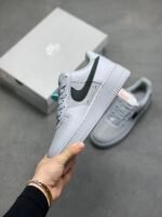 Nike Air Force 1 Smoke Gray Black Swoosh Low Top Casual Sneakers - Image 9