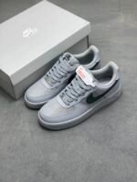 Nike Air Force 1 Smoke Gray Black Swoosh Low Top Casual Sneakers - Image 4