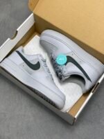 Nike Air Force 1 Smoke Gray Black Swoosh Low Top Casual Sneakers - Image 3