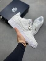 Nike Air Force 1 All White Heart Pattern Love Pendant Low Top Sneakers - Image 2
